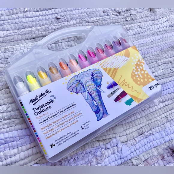 MONT MARTE 24 Twistable Colors Blendable Color Sticks Markers Paint Complete Art - Picture 2 of 8